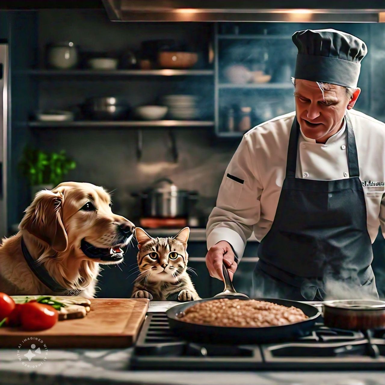 Chef preparando comida para mascotas